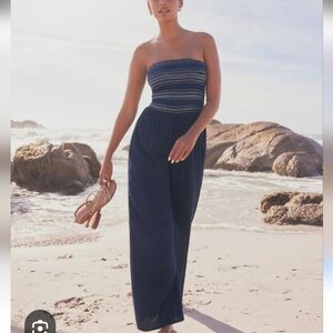 Next Strapless Navy Wide Leg Petite Jumpsuit. Sz 14P